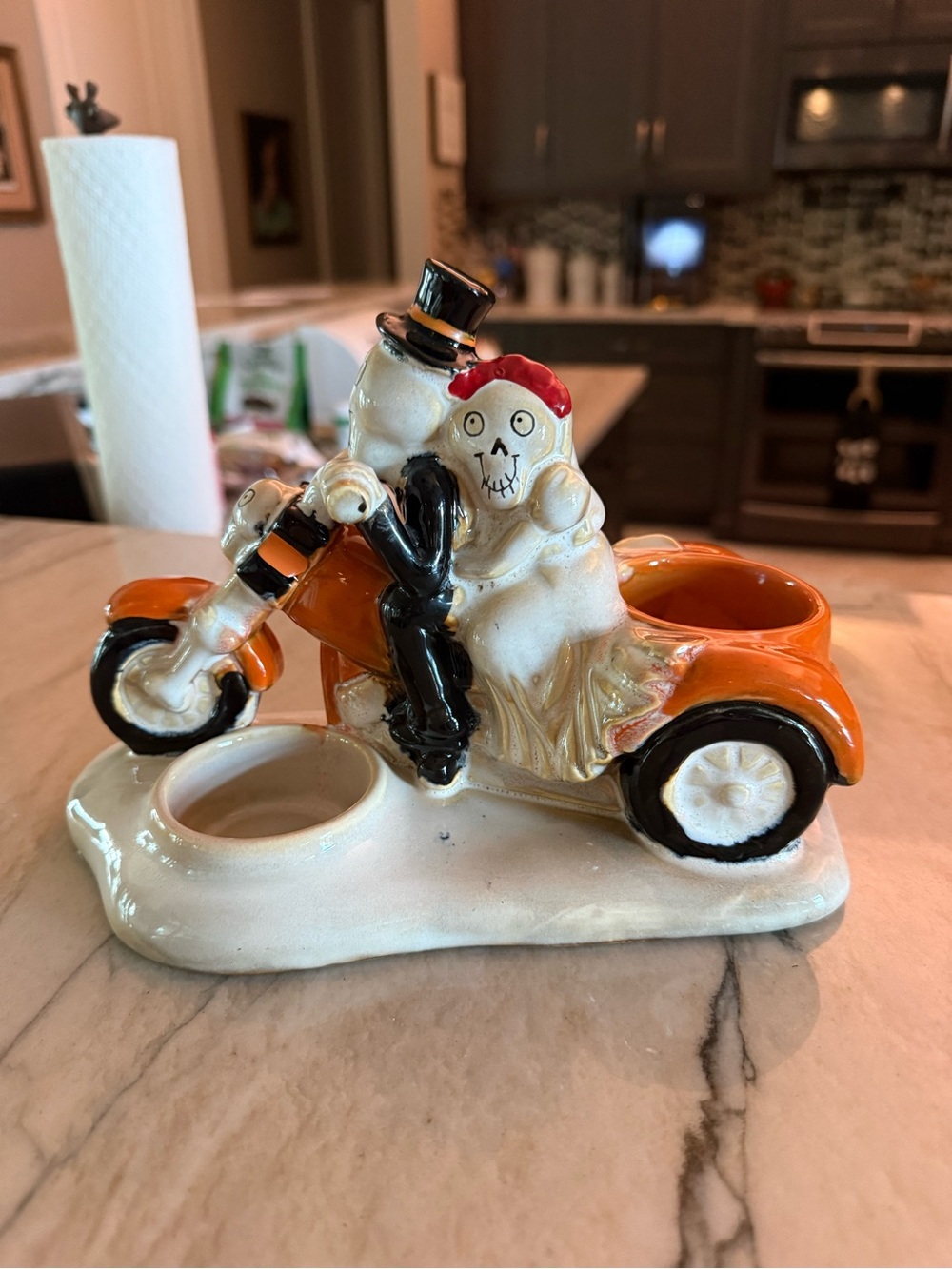 Yankee Candle Ceramic Skeleton Motorcycle Tea Lights Holder